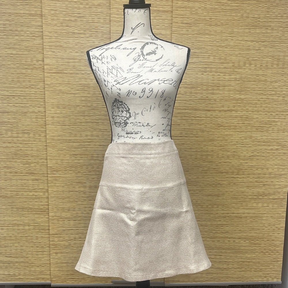 New York & Company Beige & Metallic Gold A-Line Skirt